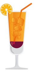 Red Berry alkoholfrei - Cocktail Zutaten in einem Trinkglas - schematische Darstellung